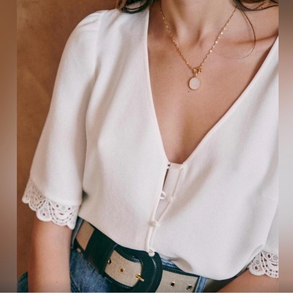 Sezane Thalia Blouse | Ecru | Size 36